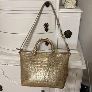 BRAHMIN Metallic Embossed Croc Leather tote